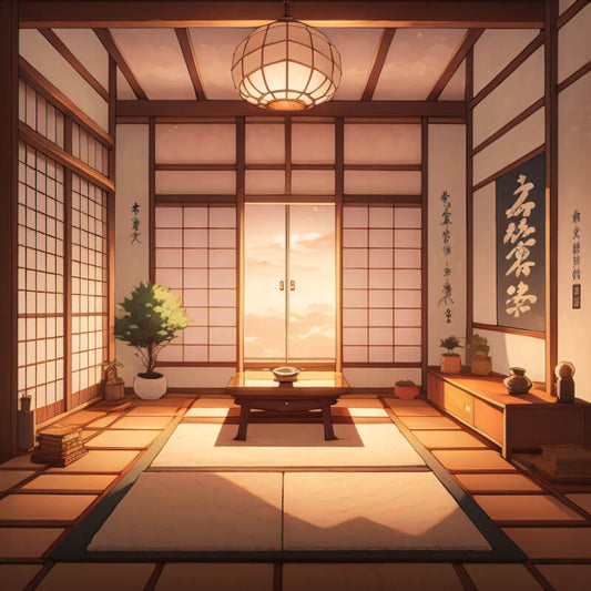 traditionelles japanisches Wohnzimmer mit Tatamiboden